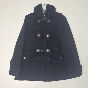 Burberry London Women's wool blend toggle closure winter coat Blue Vintage sz 6
